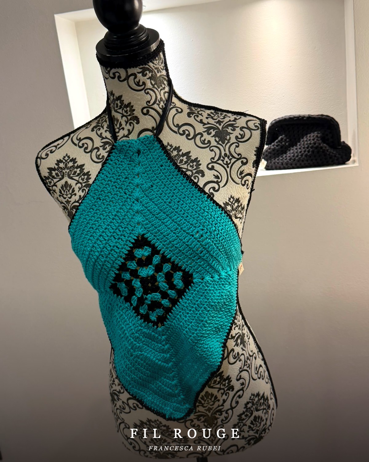 Teal crochet halter top