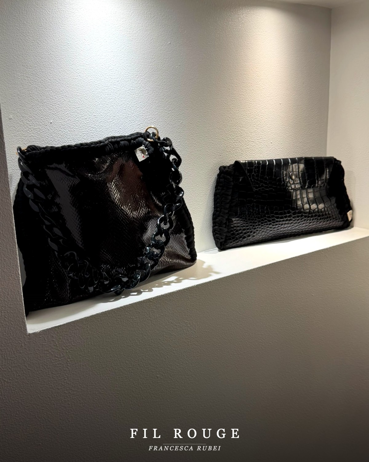 Black crochet bag with chain strap