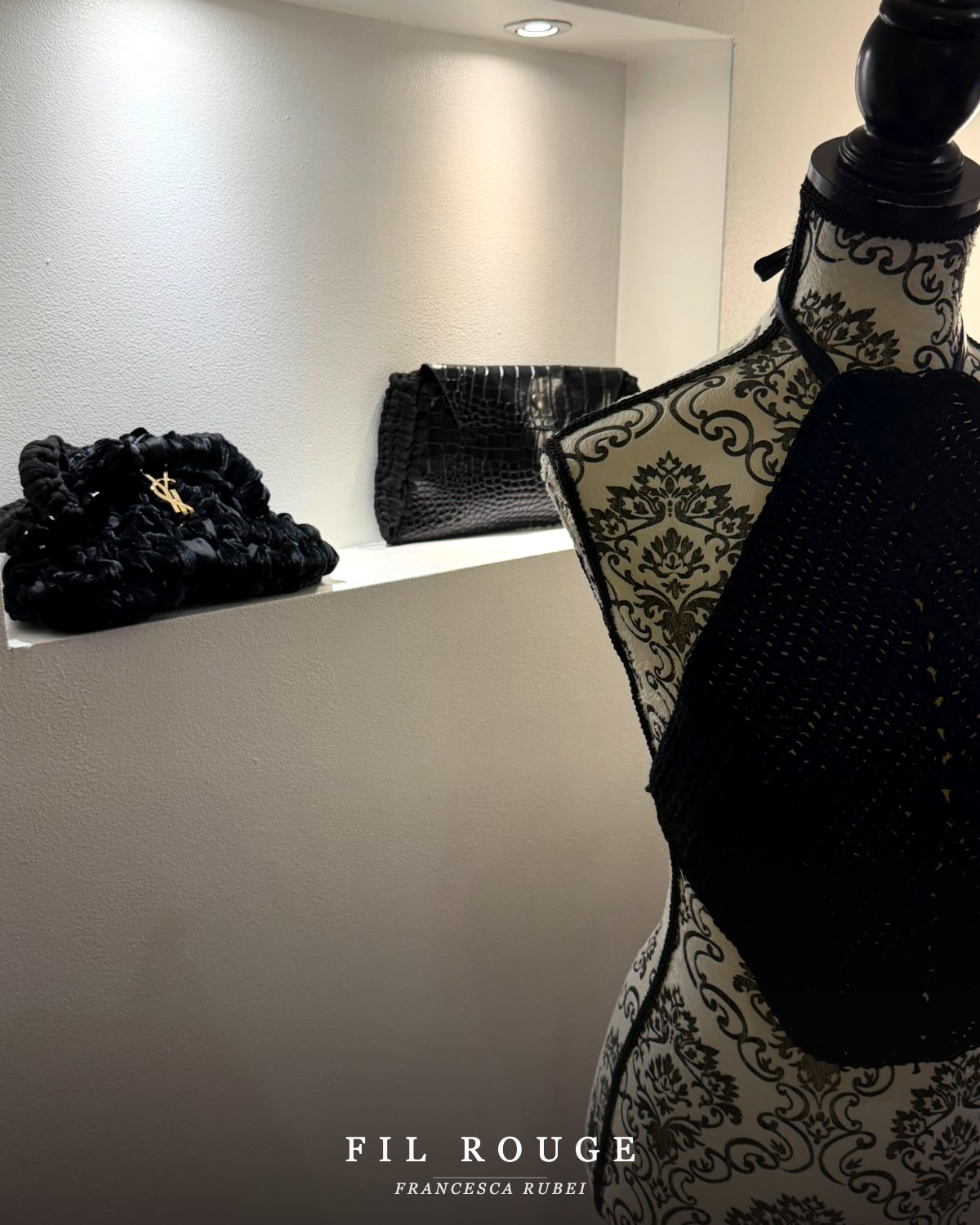 Black hand-knit crochet top